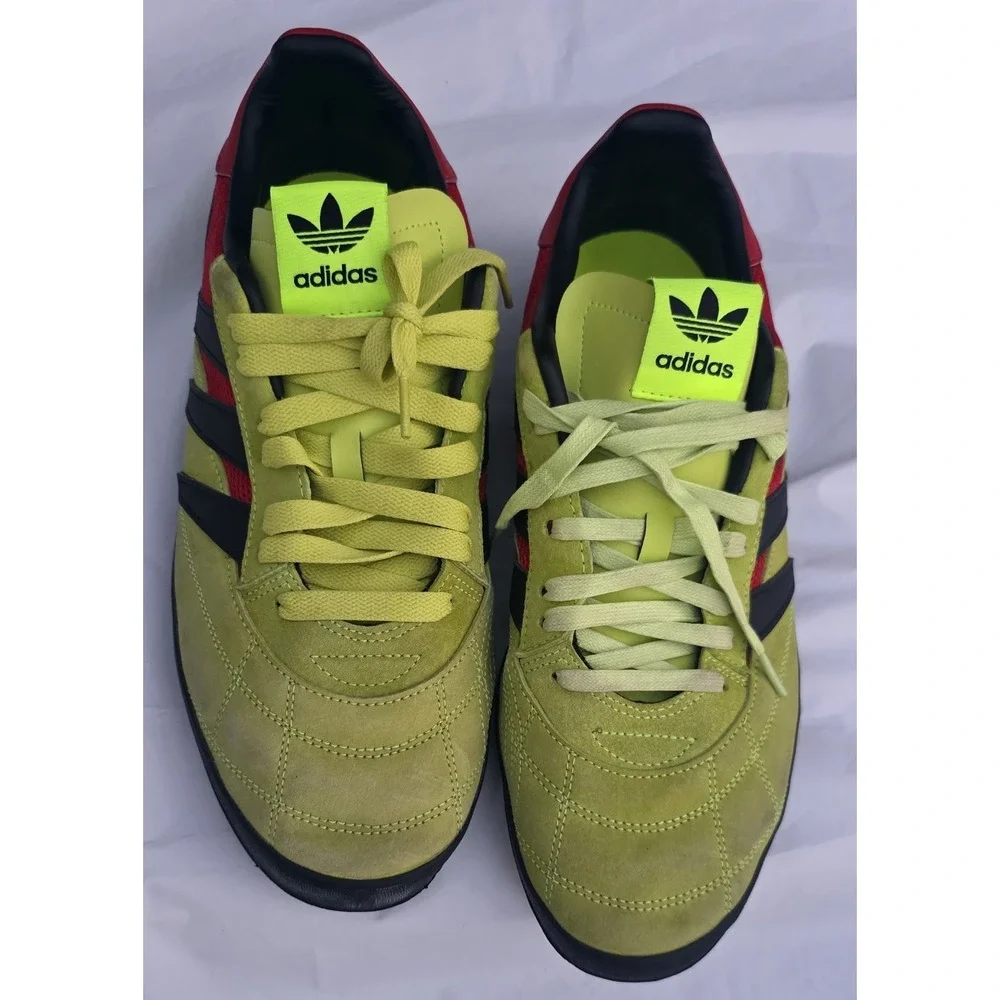 Adidas Sobakov Solar Yellow Red Black Suede Soccer Sneakers Mens Size 12 EE5640